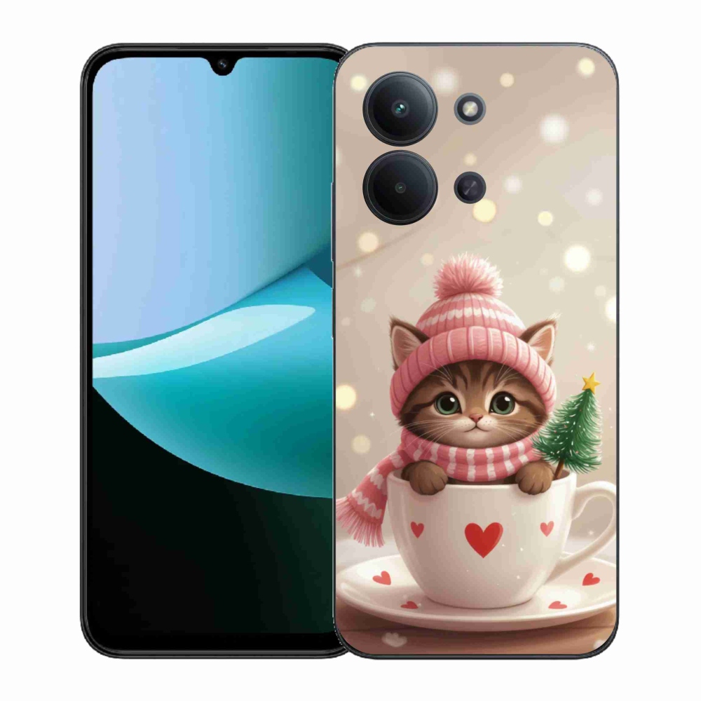 Gélový kryt mmCase na Xiaomi Poco C85 (171mm)/Redmi 15C (171mm) - vianočné mačiatko v hrnčeku