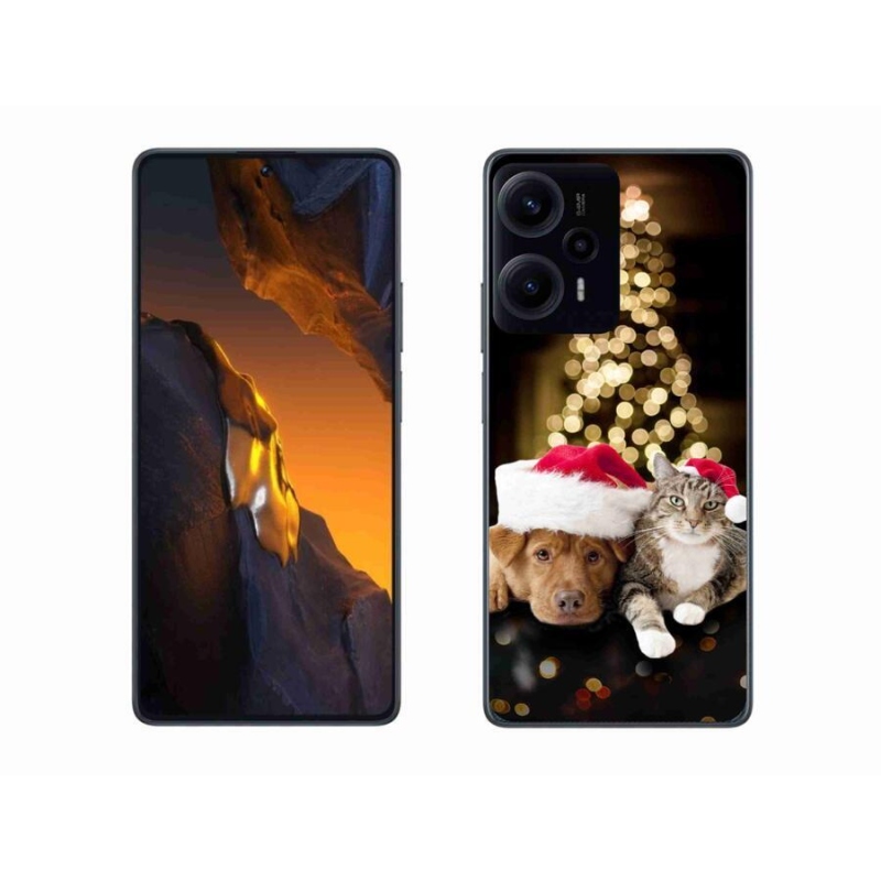 Gélový kryt mmCase na Xiaomi Poco F5 - vianočný pes a mačka