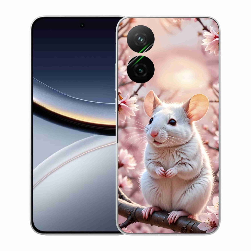 Gélový kryt mmCase na Xiaomi Poco F7 5G - biela myš na vetve
