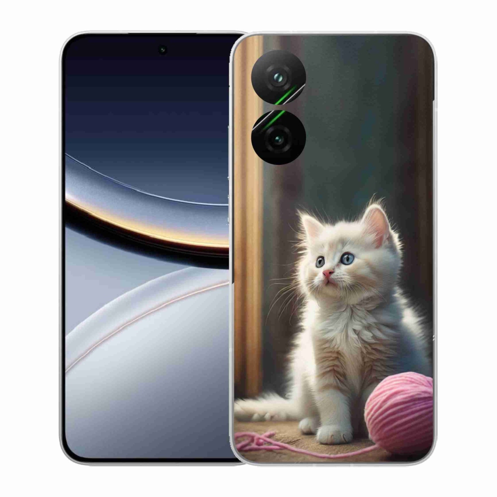 Gélový kryt mmCase na Xiaomi Poco F7 5G - biele mačiatko 2