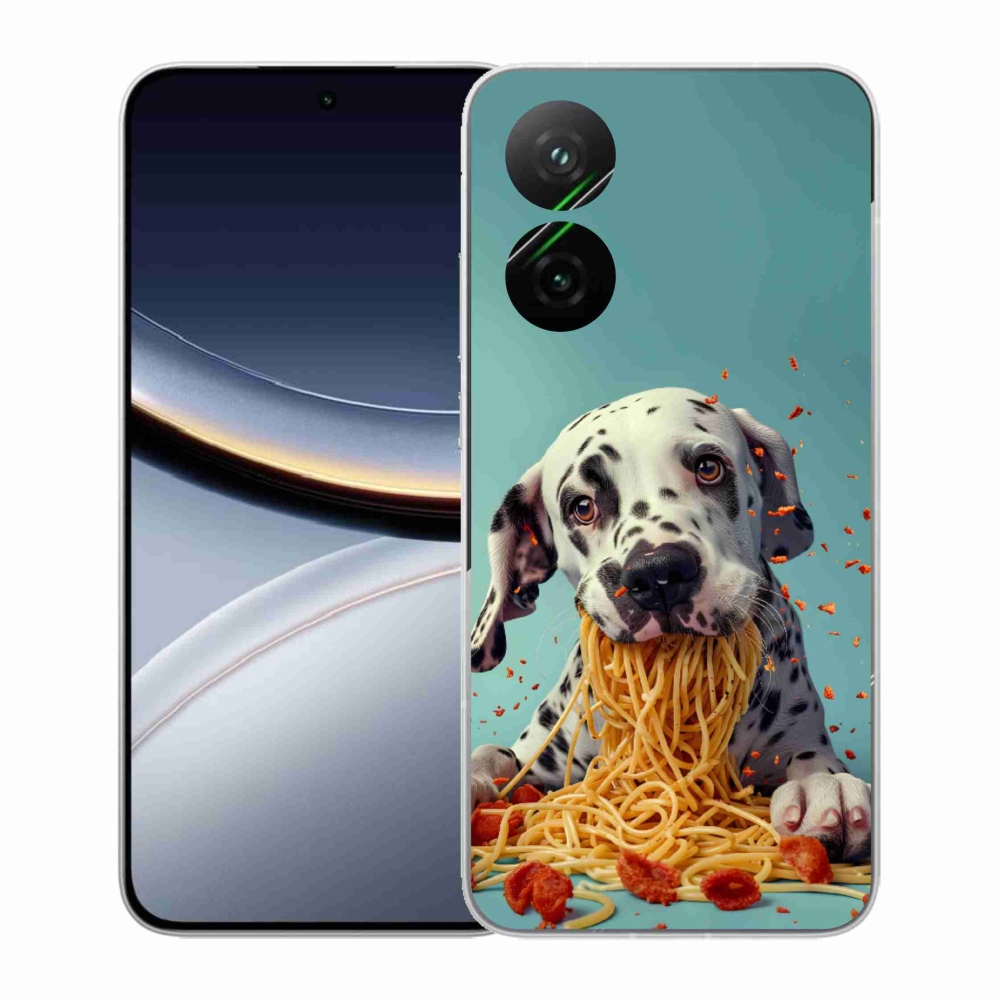 Gélový kryt mmCase na Xiaomi Poco F7 5G - dalmatín a špagety