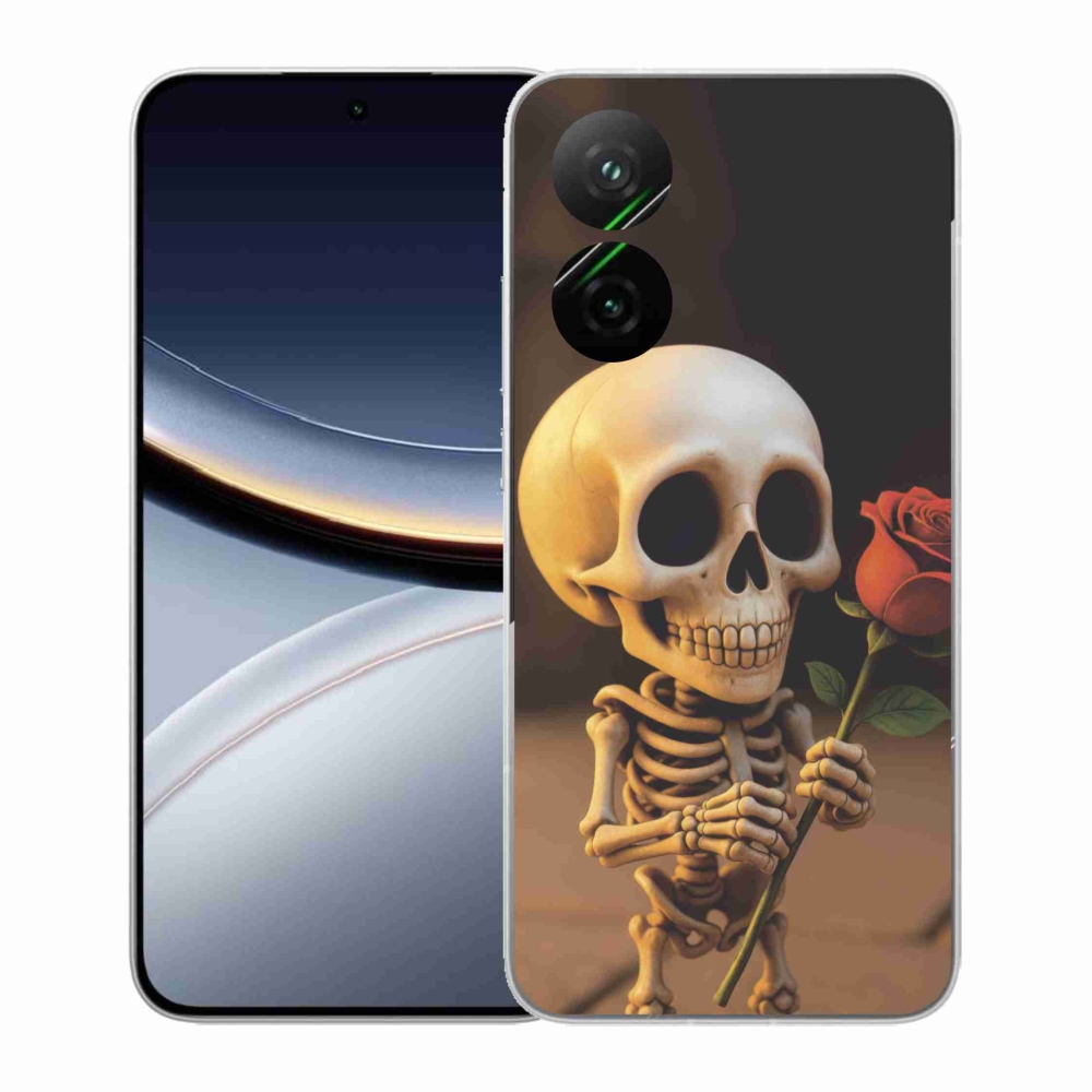 Gélový kryt mmCase na Xiaomi Poco F7 5G - kostlivec s ružou