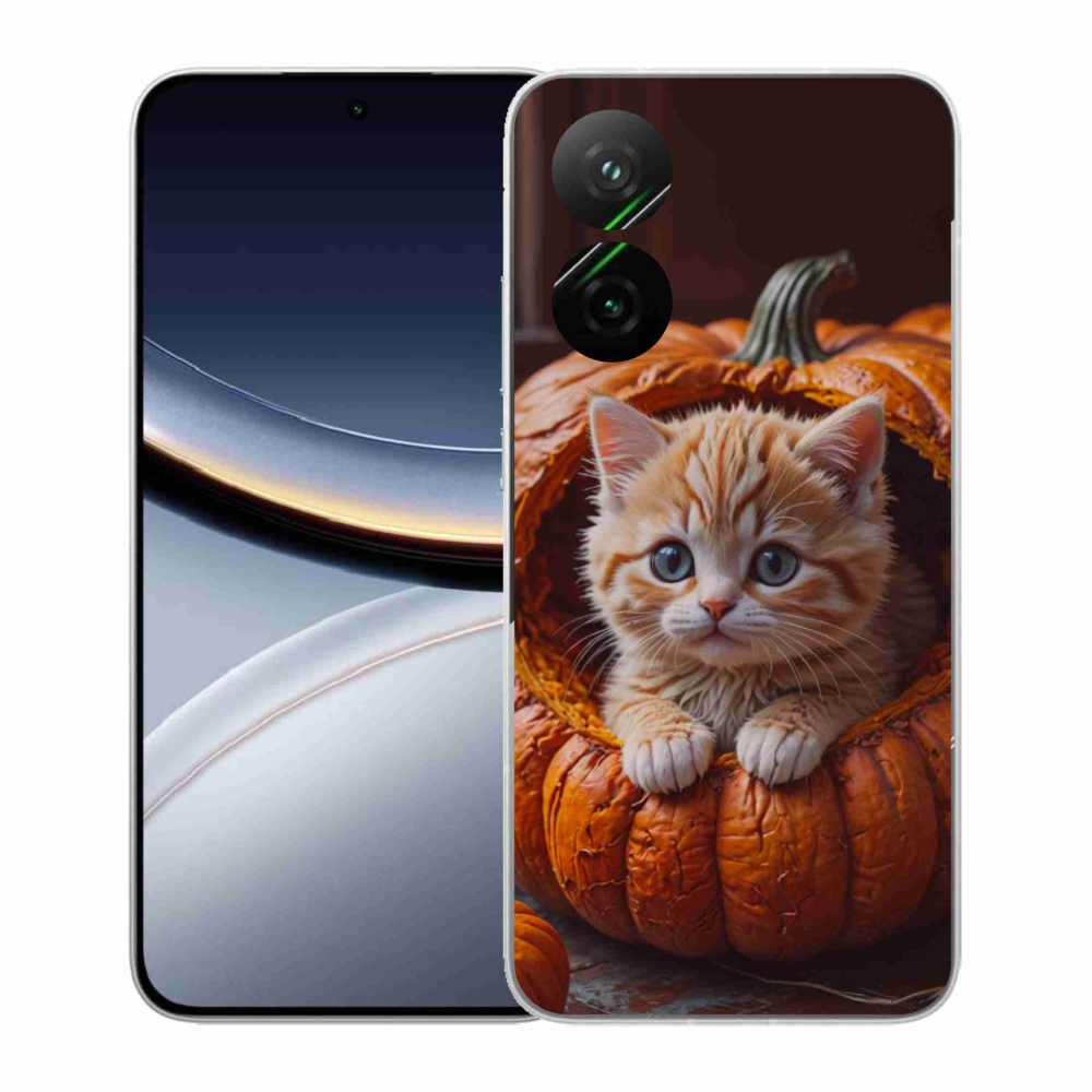 Gélový kryt mmCase na Xiaomi Poco F7 5G - mačiatko a tekvica 2