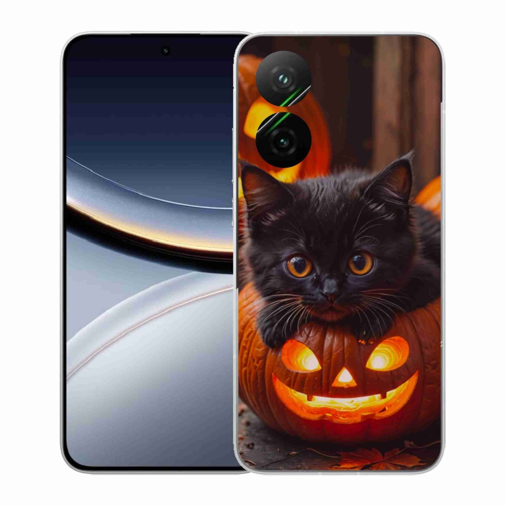 Gélový kryt mmCase na Xiaomi Poco F7 5G - mačiatko a tekvica