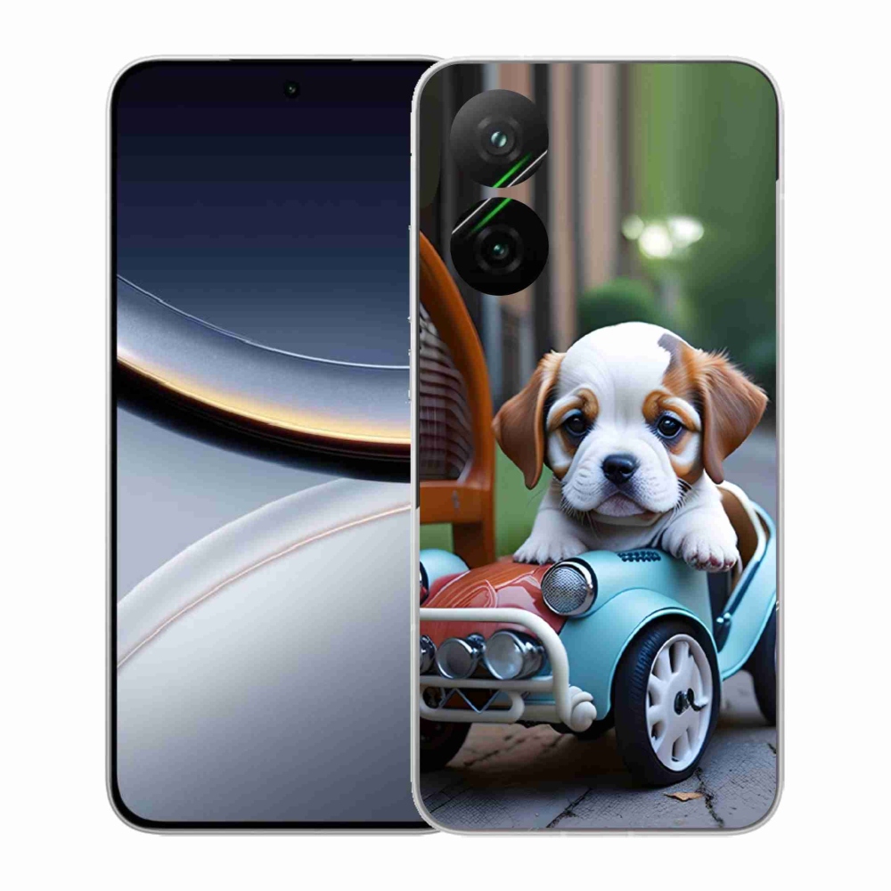 Gélový kryt mmCase na Xiaomi Poco F7 5G - šteňa v retro aute