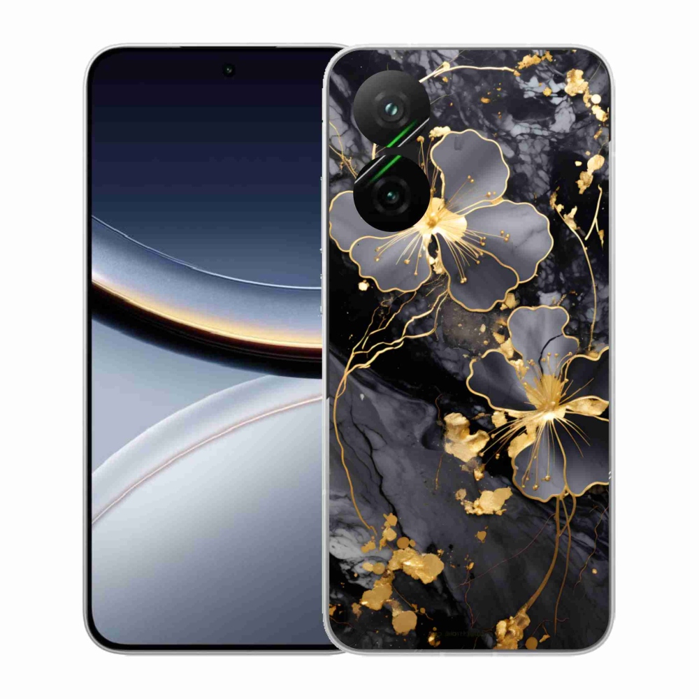 Gélový kryt mmCase na Xiaomi Poco F7 5G - zlaté kvety