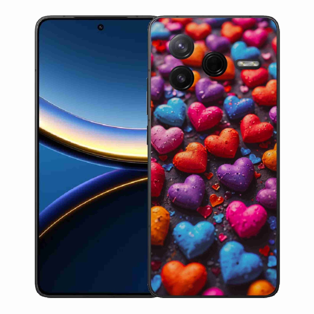 Gélový kryt mmCase na Xiaomi Poco F7 Pro - farebné srdcia