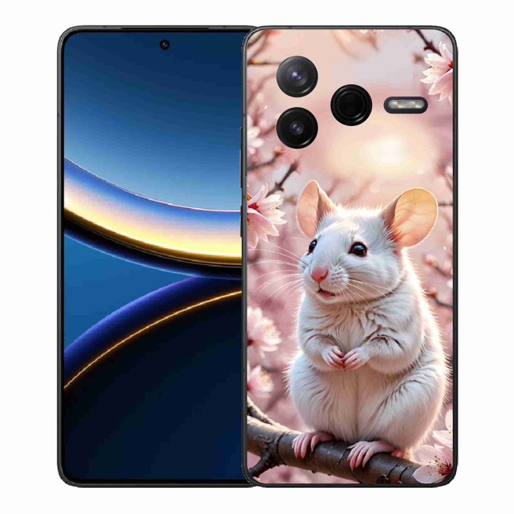 Gélový kryt mmCase na Xiaomi Poco F7 Pro - biela myš na vetve