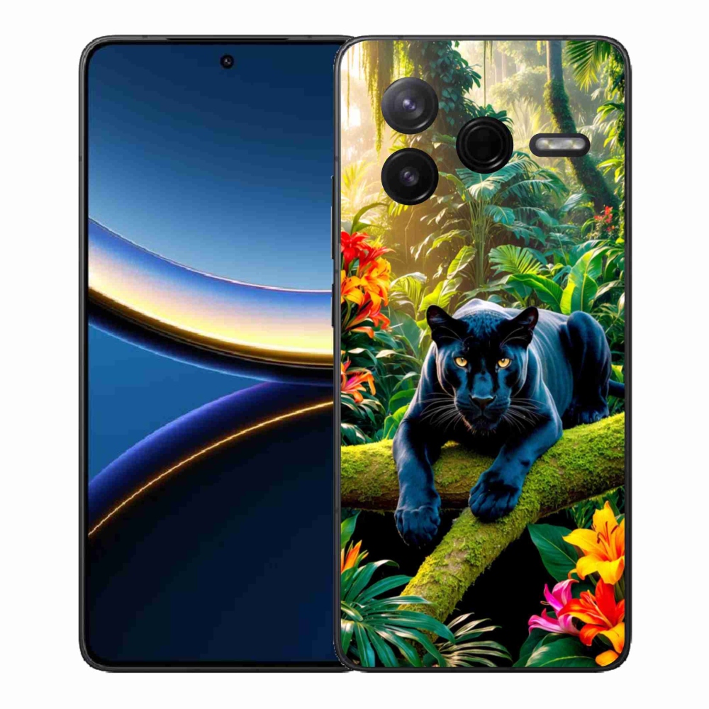 Gélový kryt mmCase na Xiaomi Poco F7 Pro - čierny panter v džungli