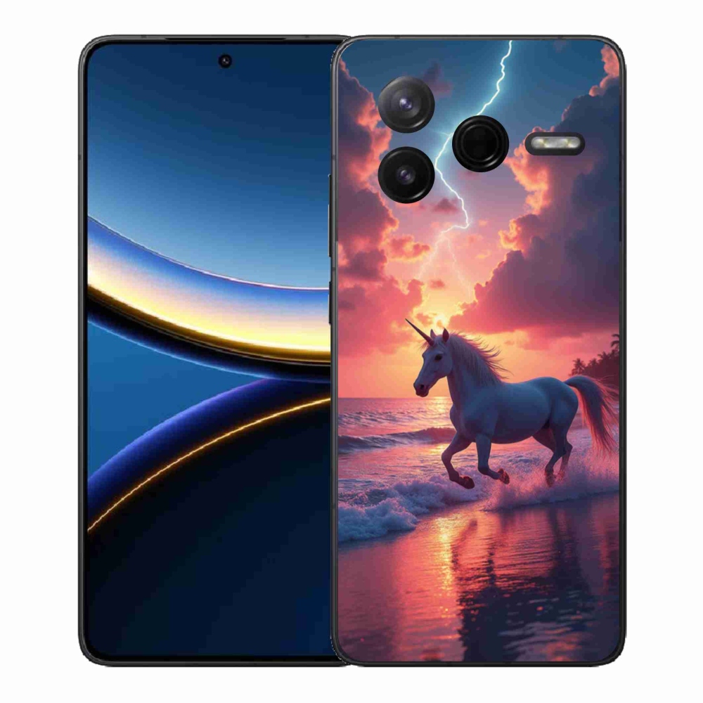 Gélový kryt mmCase na Xiaomi Poco F7 Pro - jednorožec na pláži