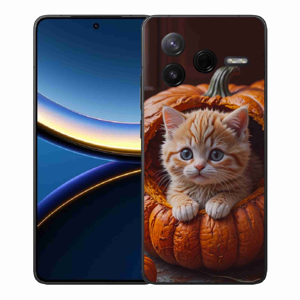 Gélový kryt mmCase na Xiaomi Poco F7 Pro - mačiatko a tekvica 2