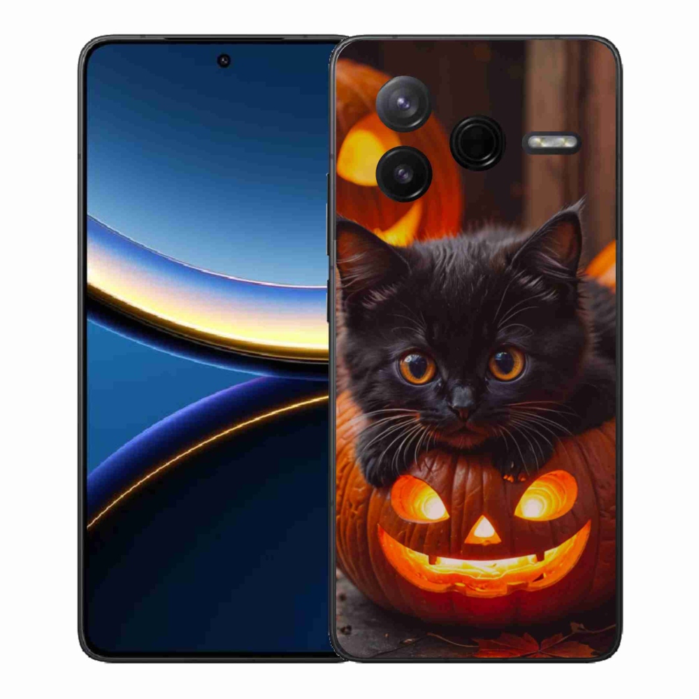 Gélový kryt mmCase na Xiaomi Poco F7 Pro - mačiatko a tekvica