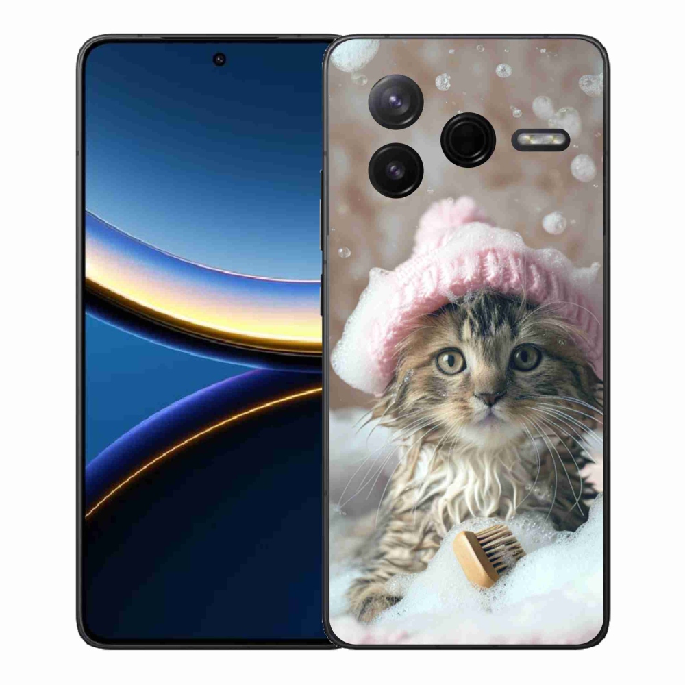 Gélový kryt mmCase na Xiaomi Poco F7 Pro - mačiatko a kúpeľ