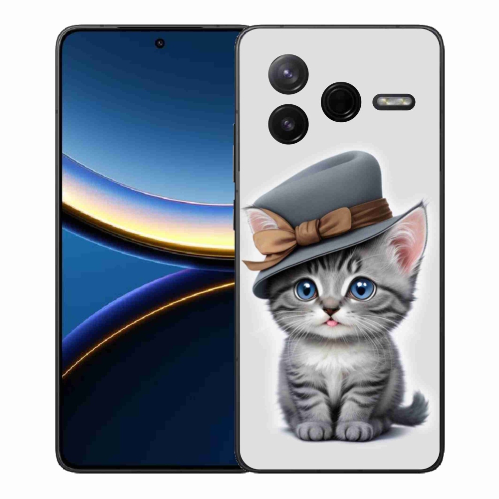 Gélový kryt mmCase na Xiaomi Poco F7 Pro - mačiatko s klobúkom