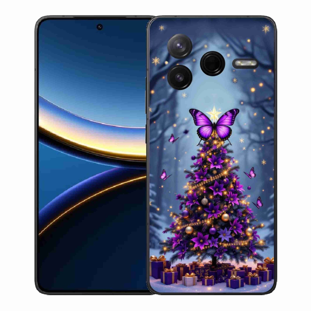 Gélový kryt mmCase na Xiaomi Poco F7 Pro - motýlí vianočný stromček