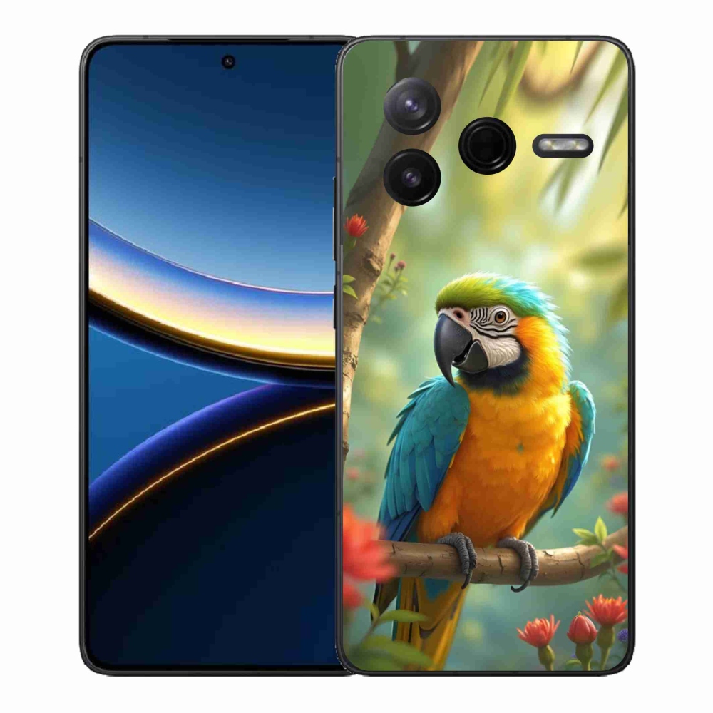 Gélový kryt mmCase na Xiaomi Poco F7 Pro - papagáj ara modrožltá