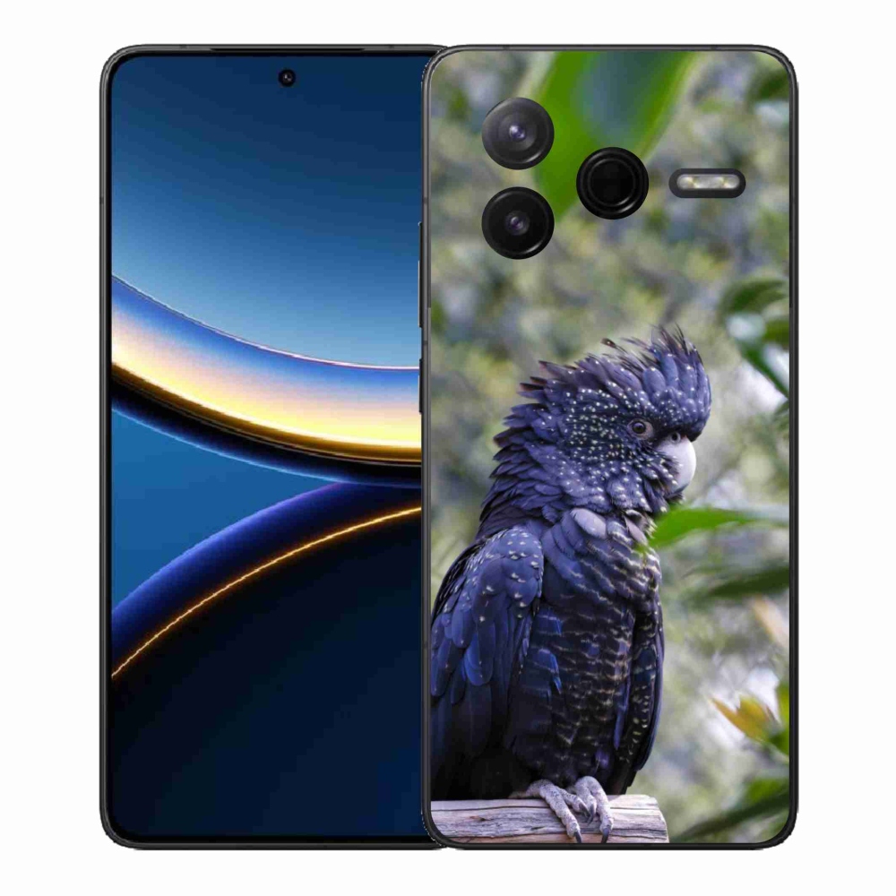 Gélový kryt mmCase na Xiaomi Poco F7 Pro - papagáj kakadu čierny