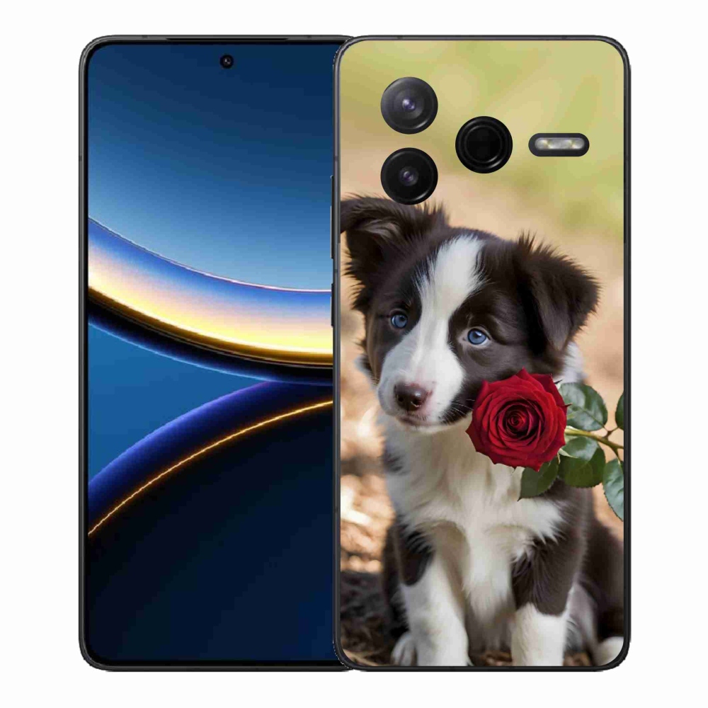Gélový kryt mmCase na Xiaomi Poco F7 Pro - roztomilá border kólia s ružou