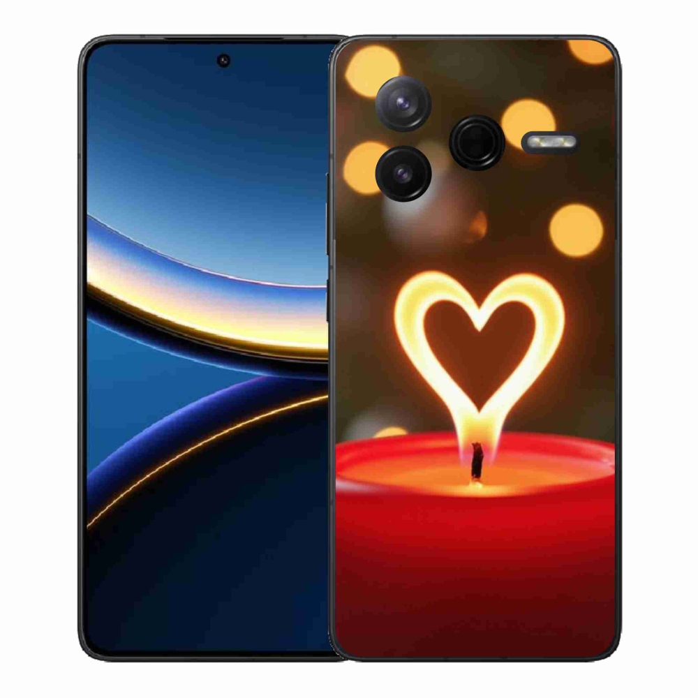 Gélový kryt mmCase na Xiaomi Poco F7 Pro - srdce z plameňa