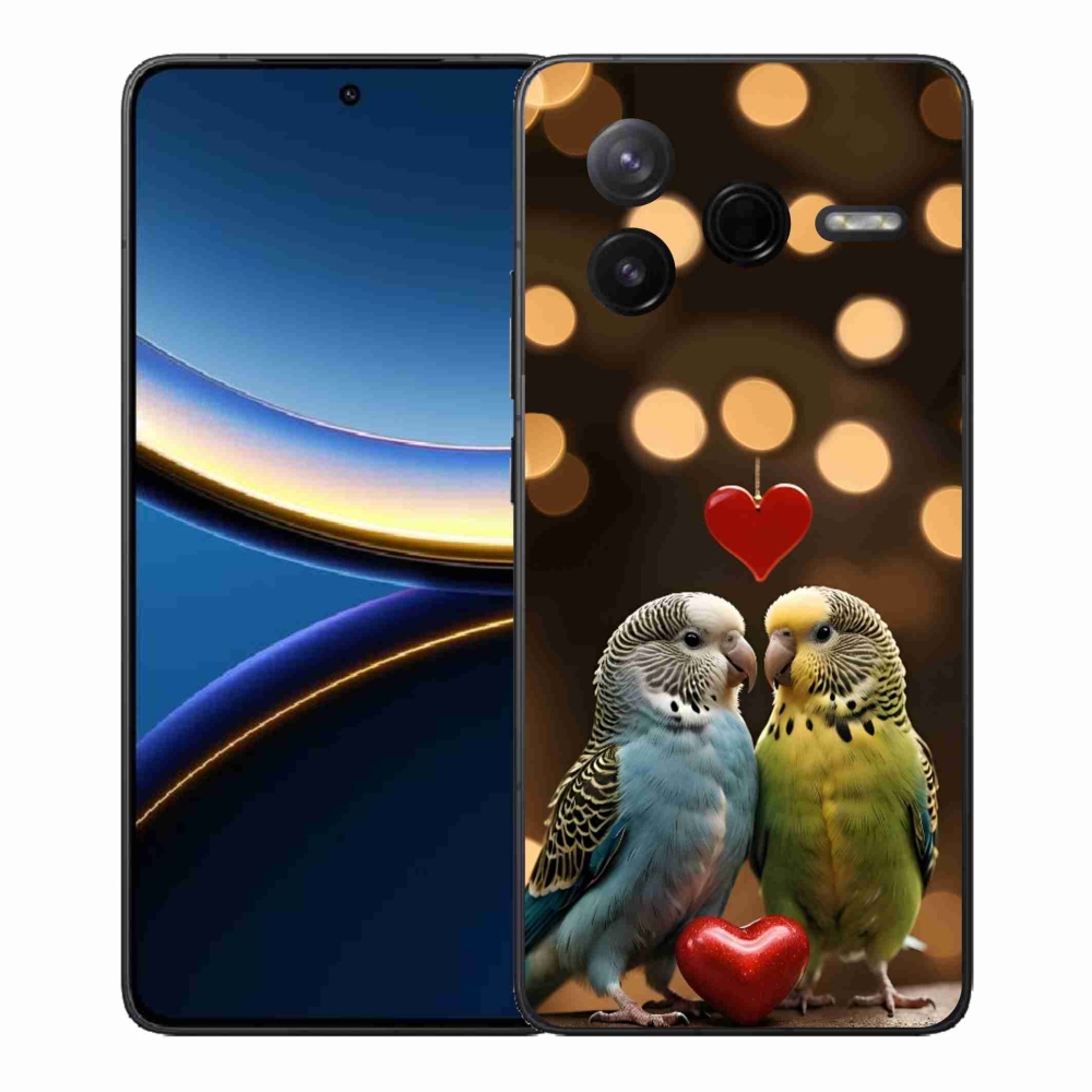 Gélový kryt mmCase na Xiaomi Poco F7 Pro - zamilovaní papagáje