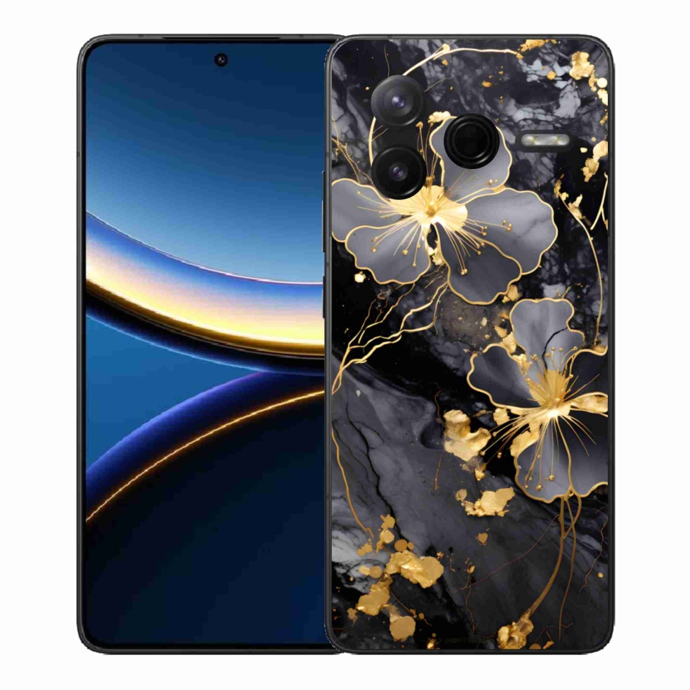 Gélový kryt mmCase na Xiaomi Poco F7 Pro - zlaté kvety