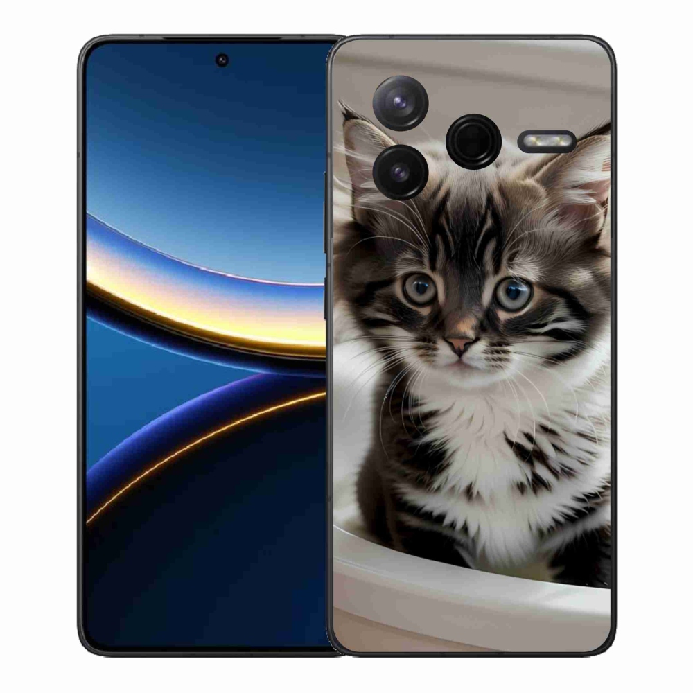 Gélový kryt mmCase na Xiaomi Poco F7 Pro - zvedavé mačiatko