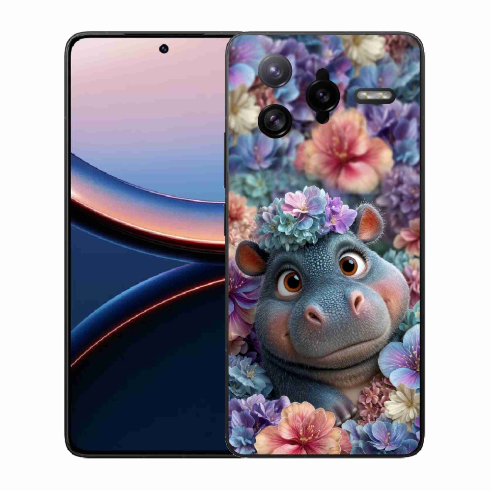 Gélový kryt mmCase na Xiaomi Poco F7 Ultra - hrošík v kvetoch