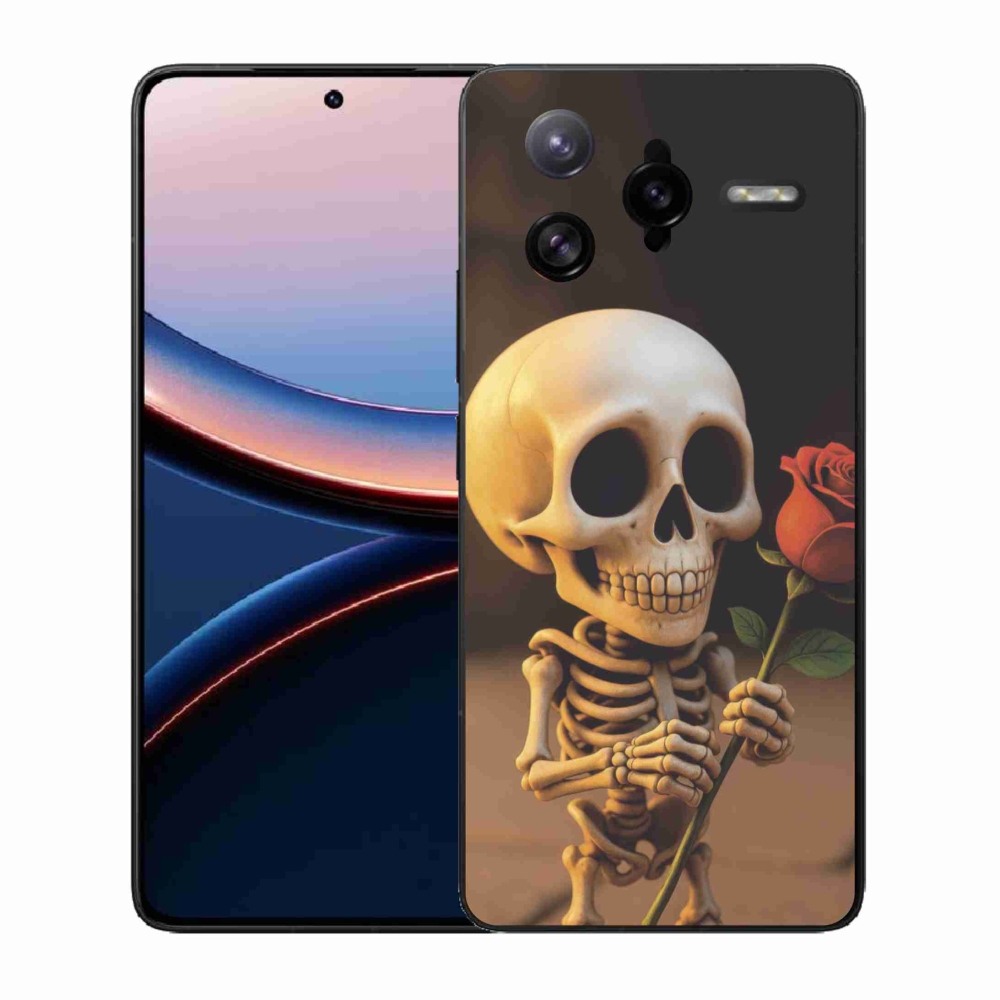 Gélový kryt mmCase na Xiaomi Poco F7 Ultra - kostlivec s ružou