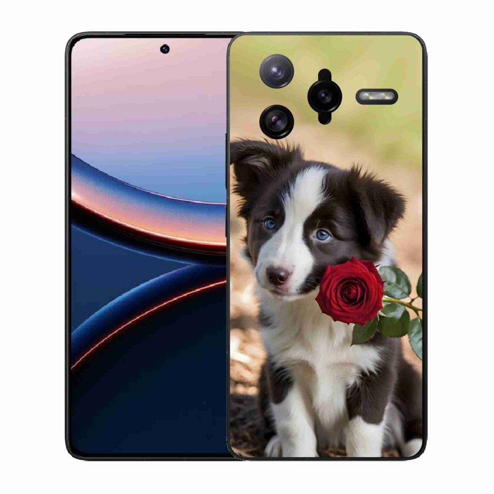 Gélový kryt mmCase na Xiaomi Poco F7 Ultra - roztomilá border kólia s ružou