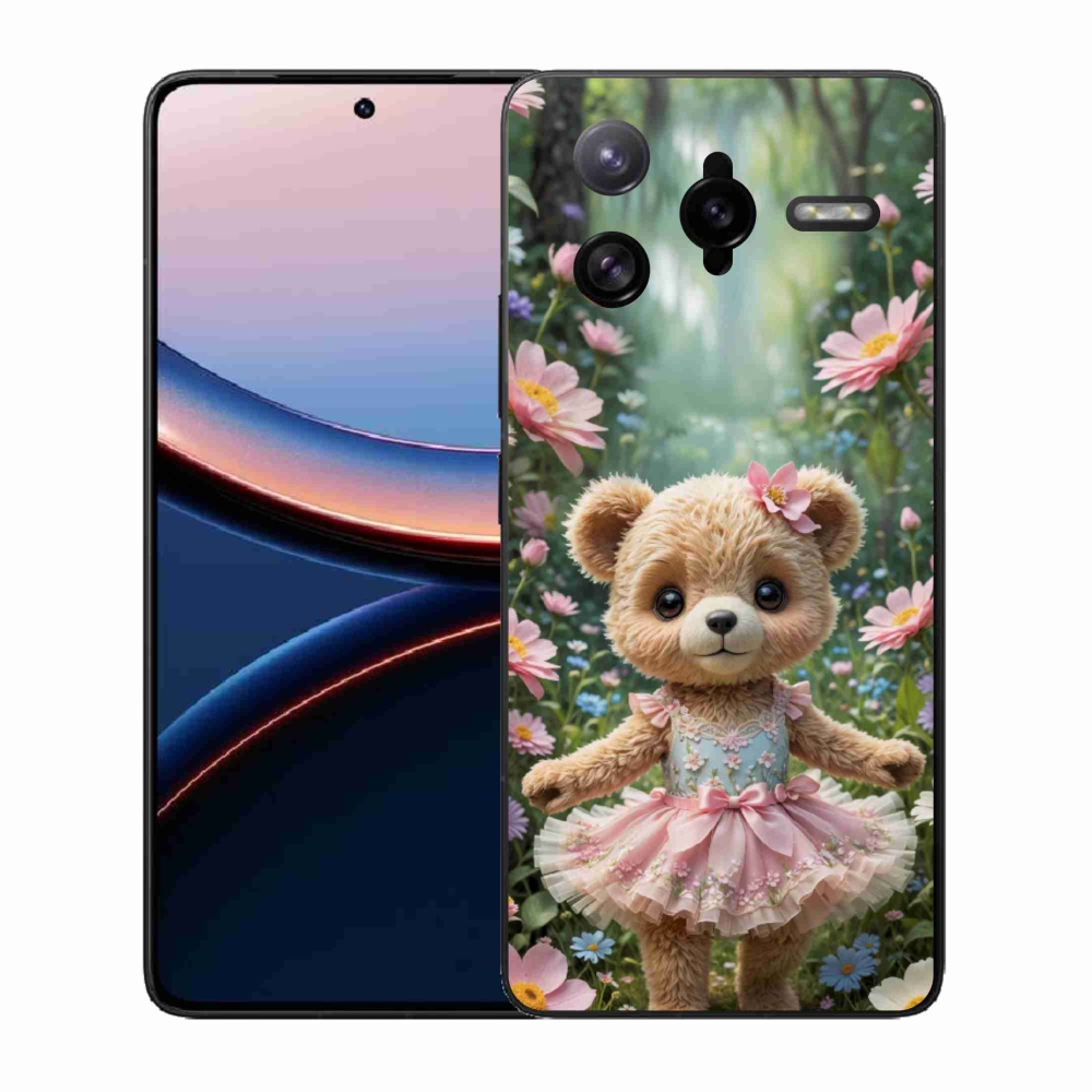 Gélový kryt mmCase na Xiaomi Poco F7 Ultra - roztomilý medvedík v kvetoch