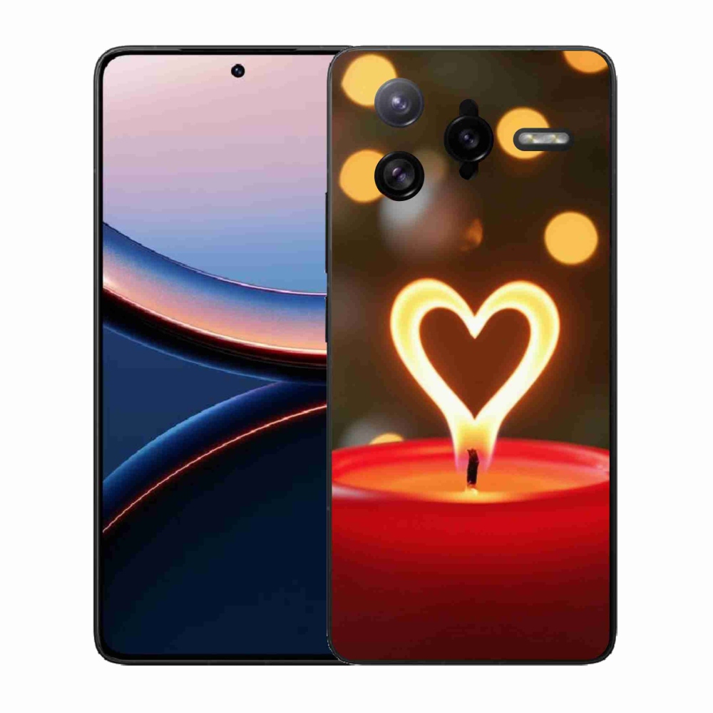 Gélový kryt mmCase na Xiaomi Poco F7 Ultra - srdce z plameňa