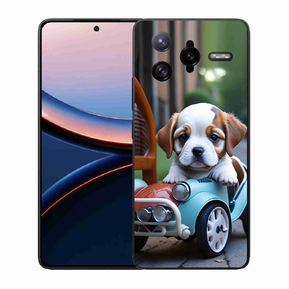 Gélový kryt mmCase na Xiaomi Poco F7 Ultra - šteňa v retro aute
