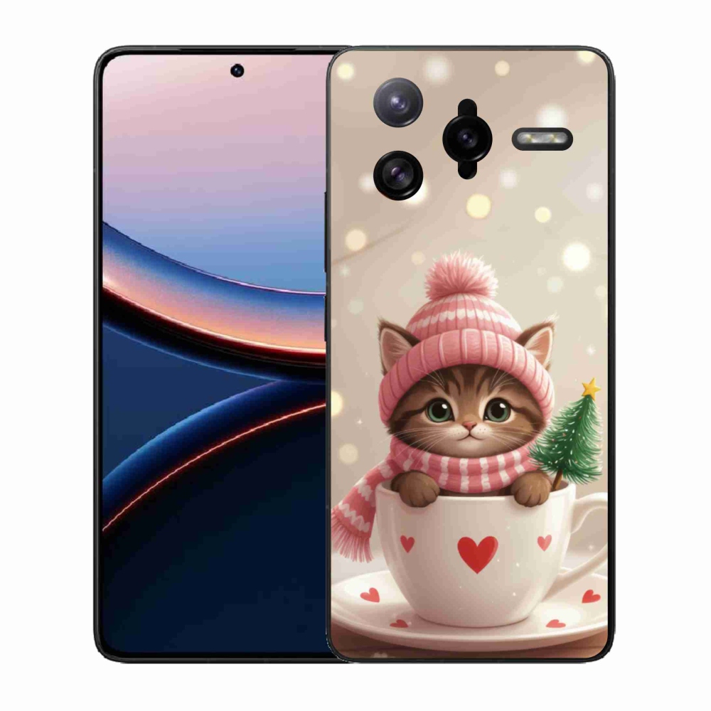 Gélový kryt mmCase na Xiaomi Poco F7 Ultra - vianočné mačiatko v hrnčeku