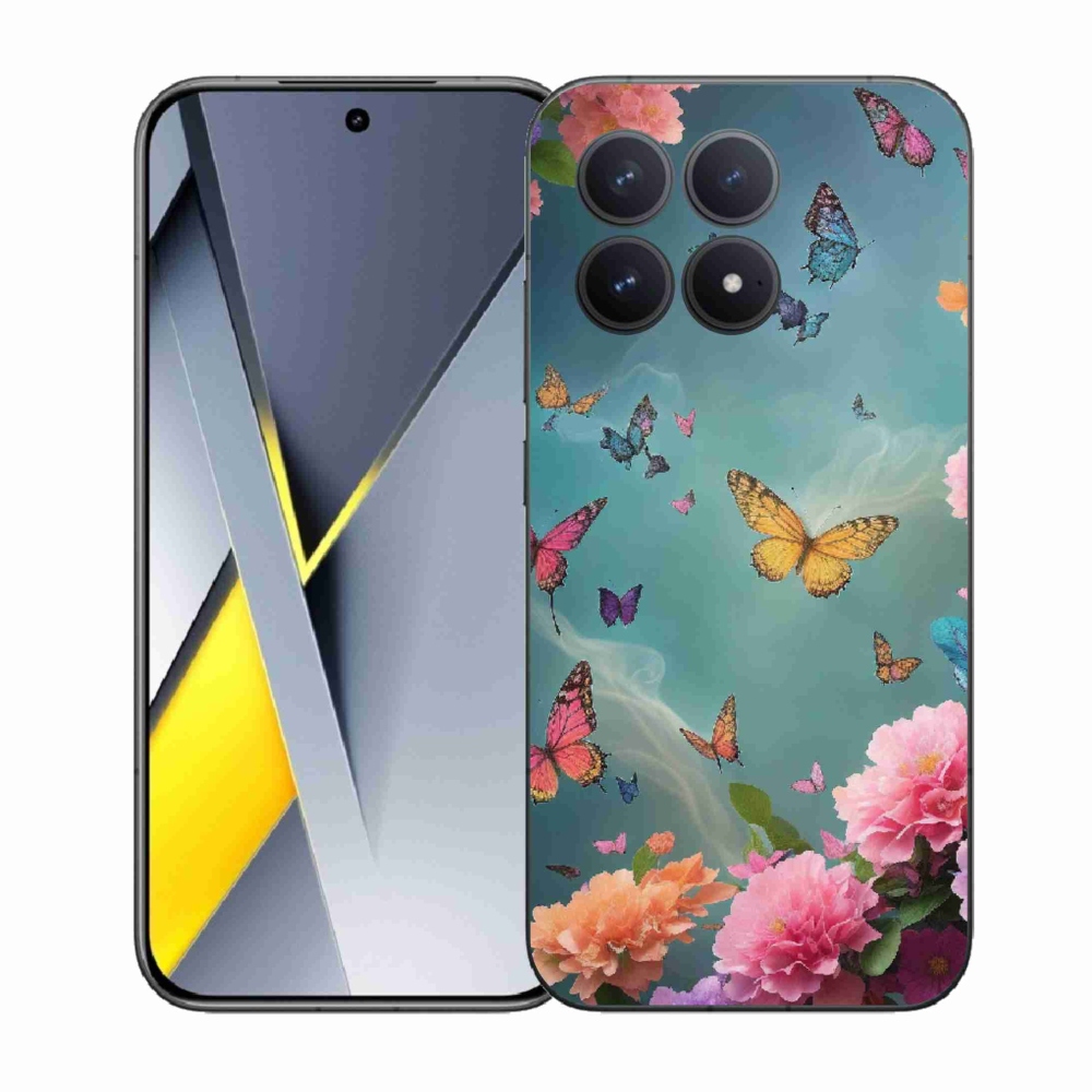 Gélový kryt mmCase na Xiaomi Poco F8 Pro - farebné kvety a motýle