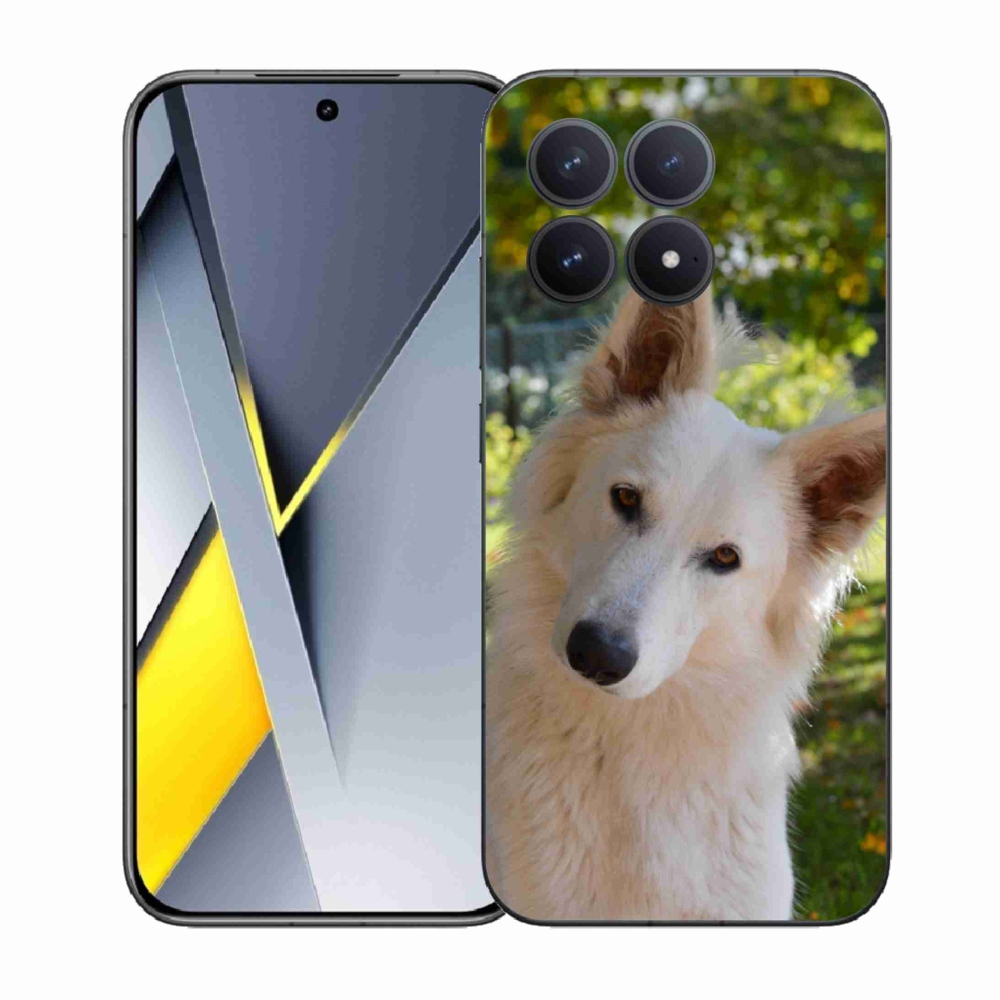 Gélový kryt mmCase na Xiaomi Poco F8 Pro - biely švajčiarsky ovčiak 1