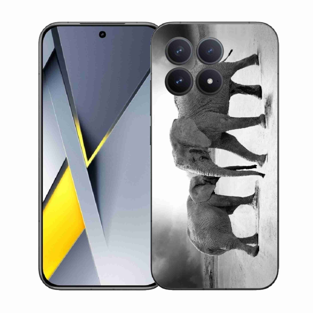 Gélový kryt mmCase na Xiaomi Poco F8 Pro - čiernobieli slony