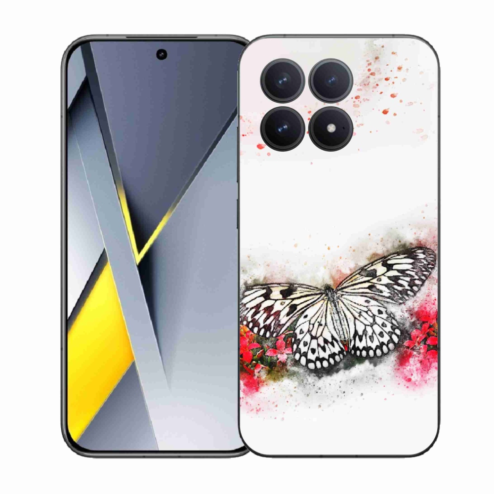 Gélový kryt mmCase na Xiaomi Poco F8 Pro - čiernobiely motýľ