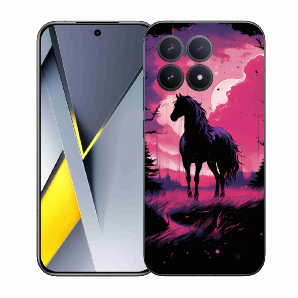 Gélový kryt mmCase na Xiaomi Poco F8 Pro - čierny kreslený kôň 1