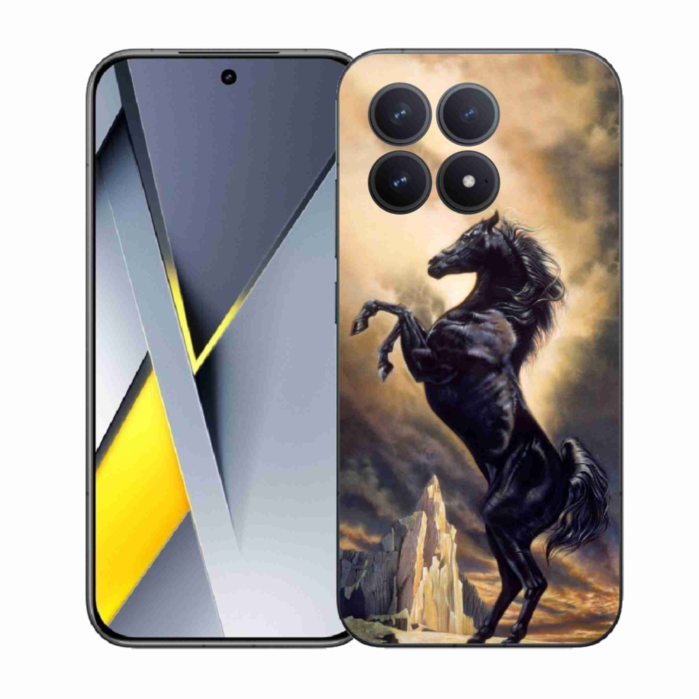 Gélový kryt mmCase na Xiaomi Poco F8 Pro - čierny kreslený kôň