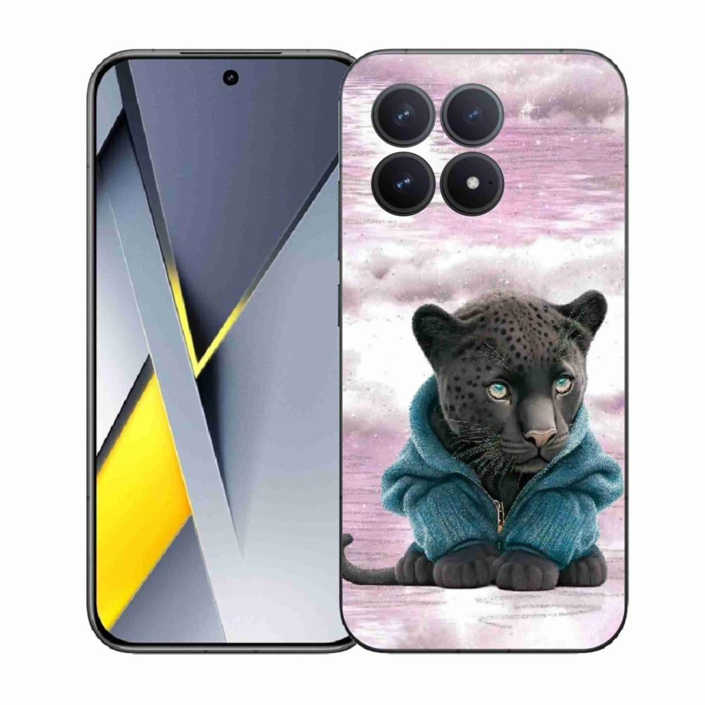 Gélový kryt mmCase na Xiaomi Poco F8 Pro - čierny panter vo svetri