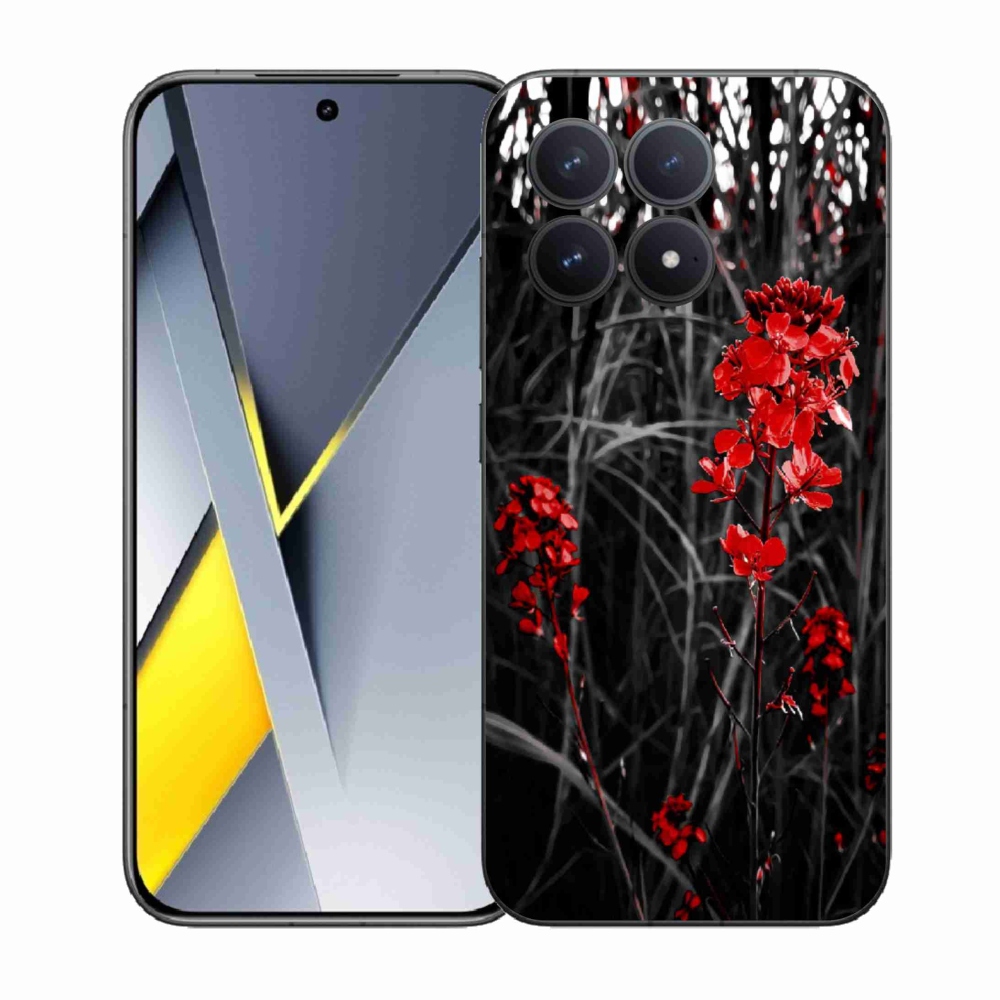 Gélový kryt mmCase na Xiaomi Poco F8 Pro - červená rastlina