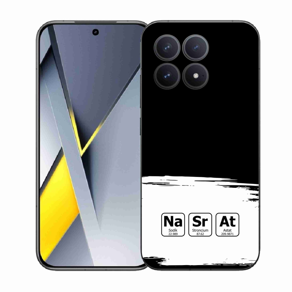 Gélový kryt mmCase na Xiaomi Poco F8 Pro - chemické prvky bieločierne pozadie