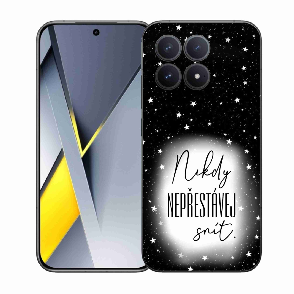 Gélový kryt mmCase na Xiaomi Poco F8 Pro - citát 1 bieločierne pozadie