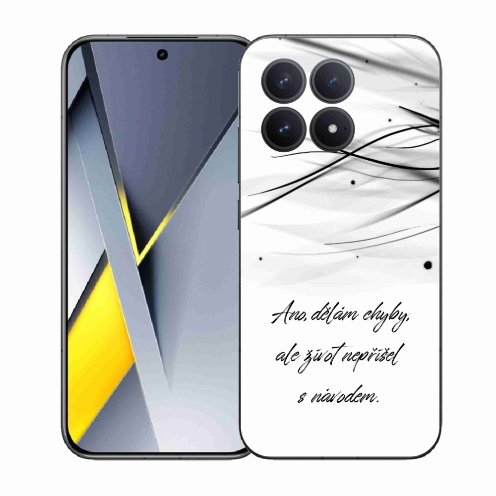 Gélový kryt mmCase na Xiaomi Poco F8 Pro - citát biele pozadie