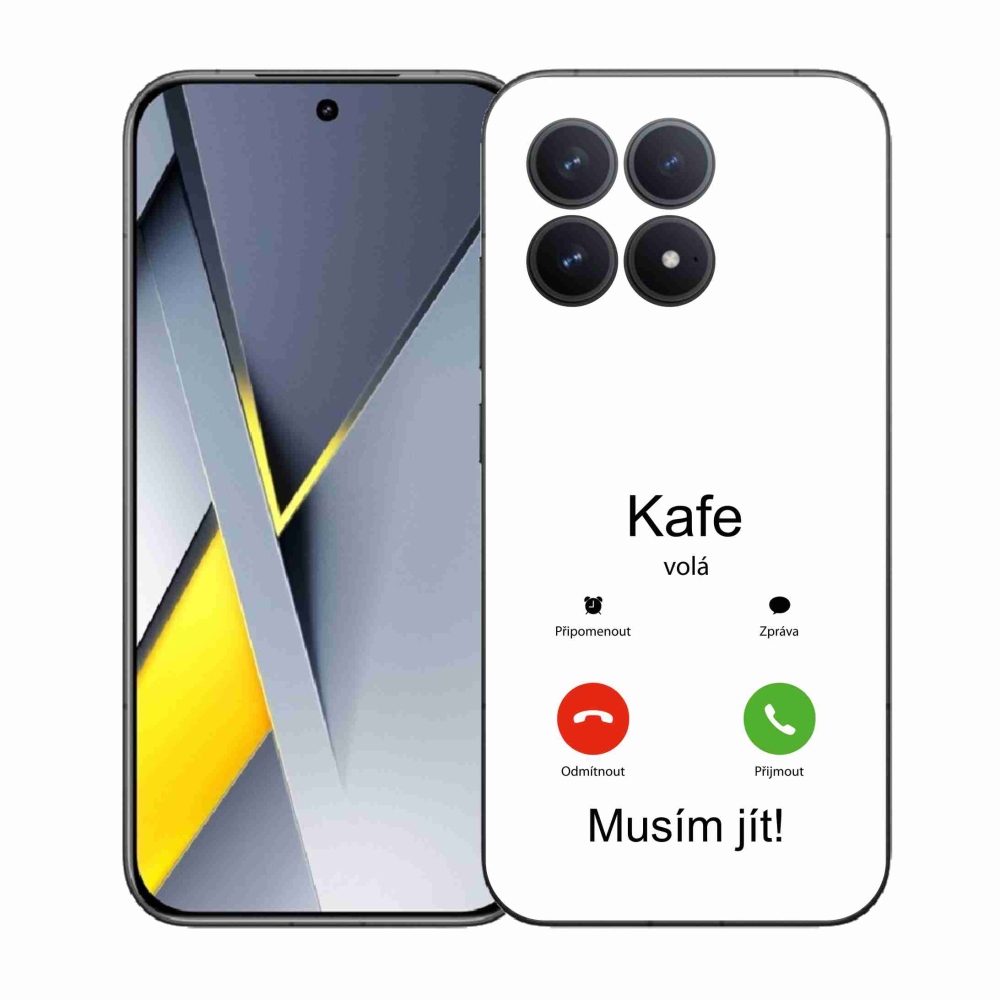 Gélový kryt mmCase na Xiaomi Poco F8 Pro - kafe volá biele pozadie