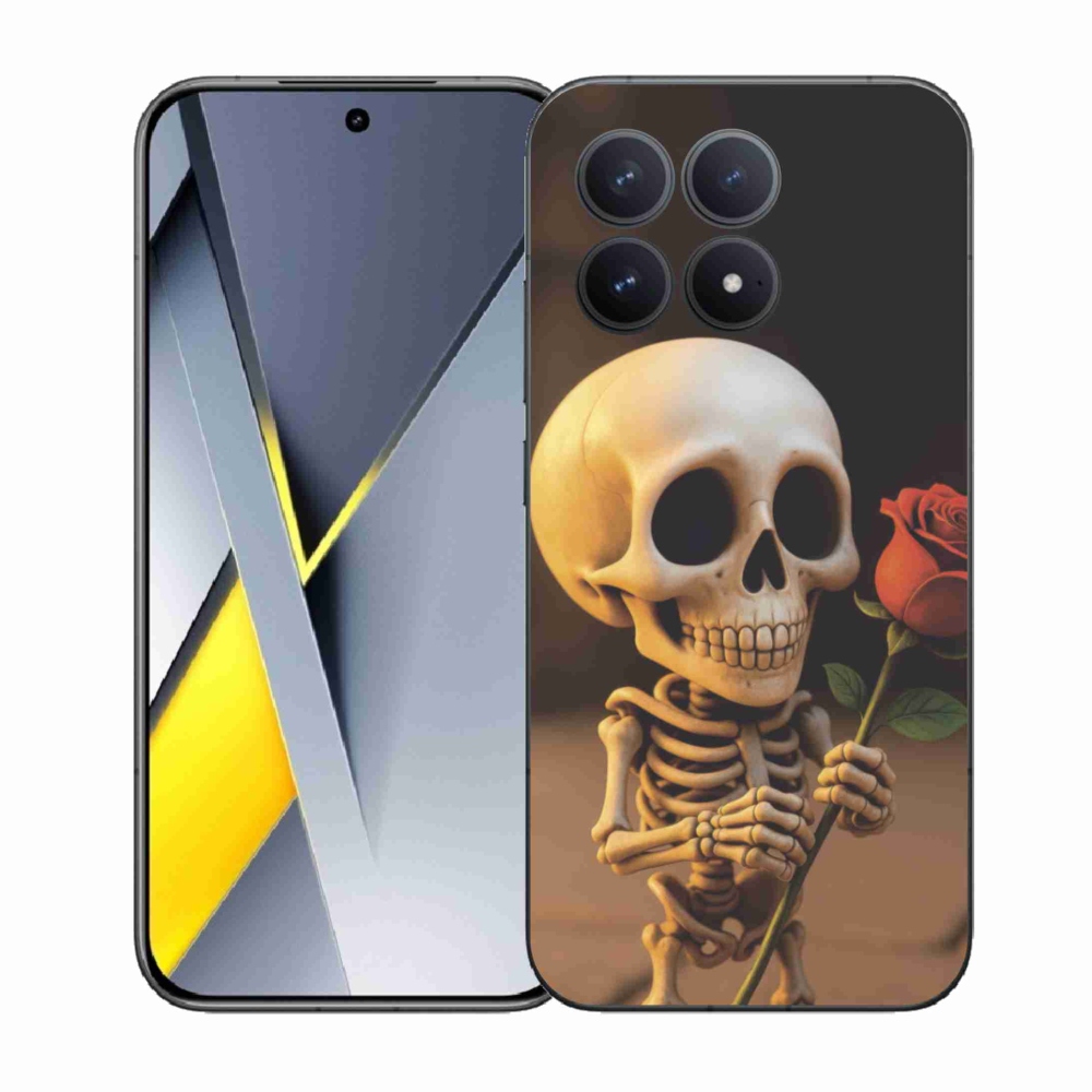Gélový kryt mmCase na Xiaomi Poco F8 Pro - kostlivec s ružou