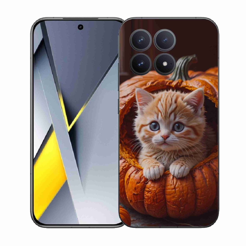 Gélový kryt mmCase na Xiaomi Poco F8 Pro - mačiatko a tekvica 2