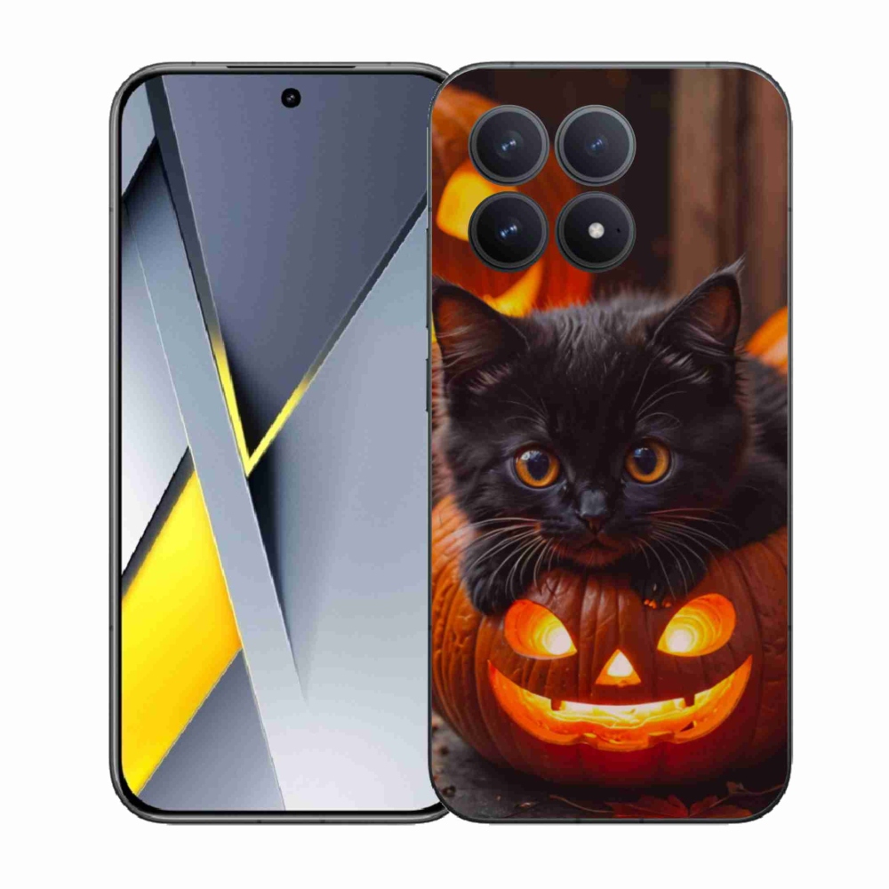 Gélový kryt mmCase na Xiaomi Poco F8 Pro - mačiatko a tekvica