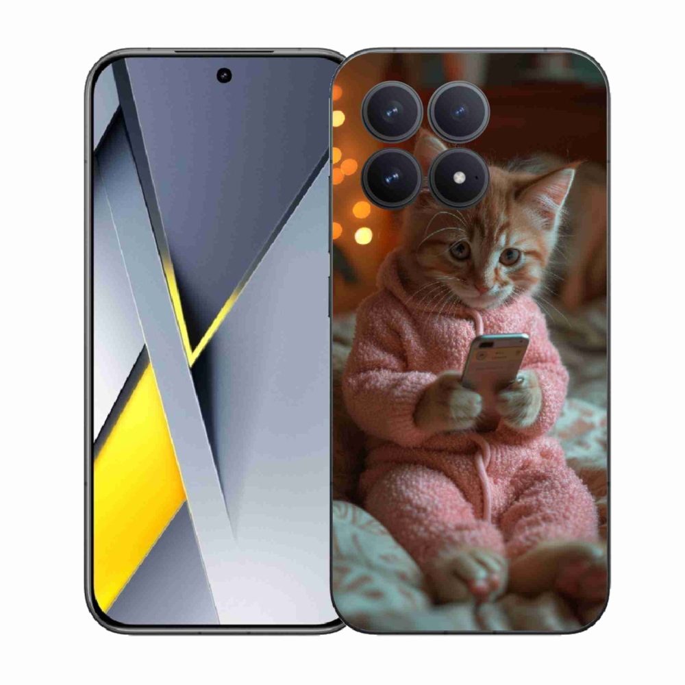 Gélový kryt mmCase na Xiaomi Poco F8 Pro - mačiatko s mobilom