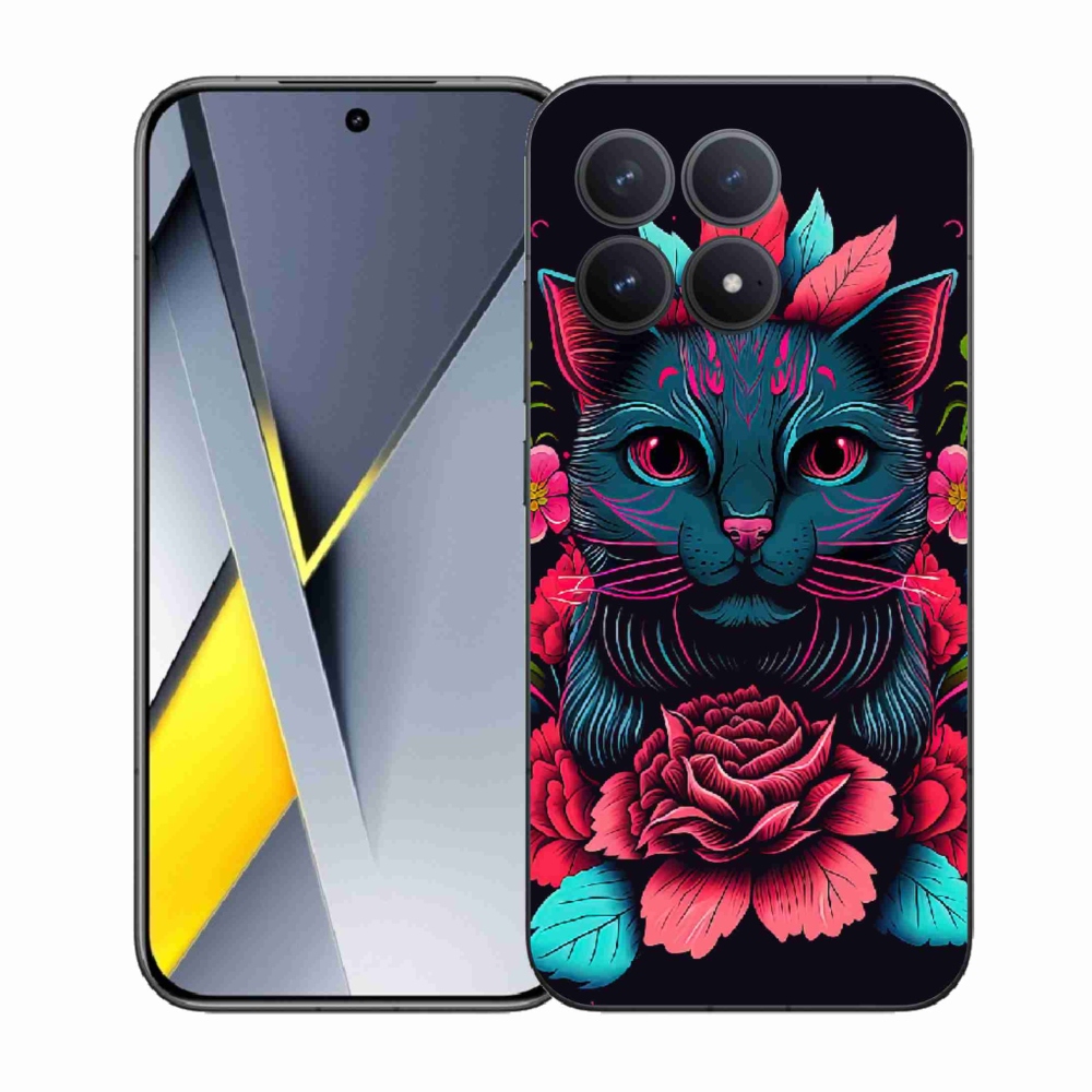 Gélový kryt mmCase na Xiaomi Poco F8 Pro - kvety a mačka
